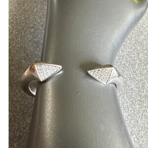 MM Hinged Cuff, Triangular Rhinestone SilverTone Bracelet